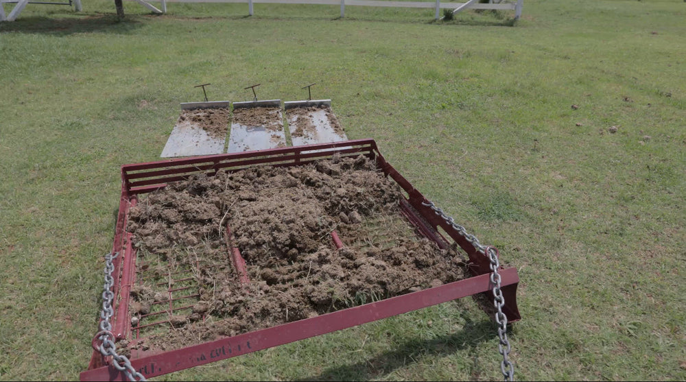 "Pasture Tender vs Paddock Blade comparison showing sift-to-soil technology."